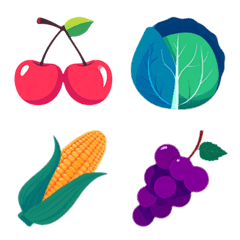 可愛いフルーツと野菜 シンプル 絵文字