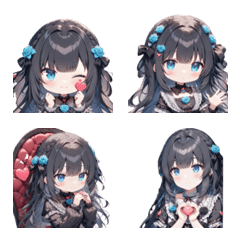 毎日つかえる黒髪ガール絵文字