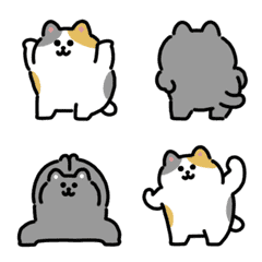 แมวลายสามสีและแมวดำกำลังเต้นรำอีโมจิ