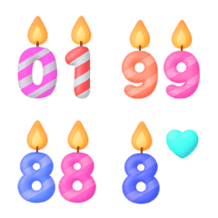 生日快樂 數字蠟燭 80-99 歲 萬用 表情貼