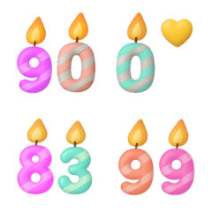 生日快樂 數字蠟燭 80-99 歲  動態表情貼