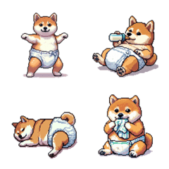 Pixel art baby fat shiba emoji