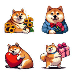 Pixel art thanks fat shiba emoji
