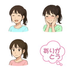 可愛い女性の表情豊かな顔スタンプ
