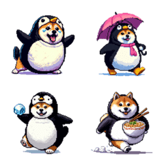 Pixel art penguin fat shiba 2 emoji