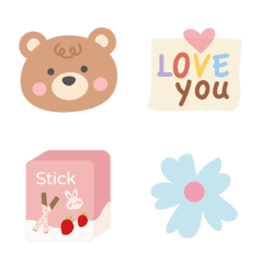 pink cute animals and food emoji