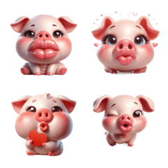 Thick-Lipped Pink Pig in Love