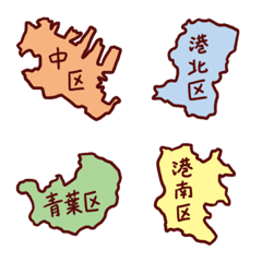 Yokohama City 18-Wards Map Emoji