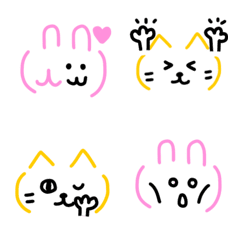 ウサとネコの顔文字（・ⅹ・）