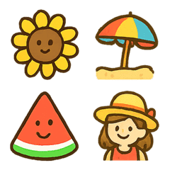Cute summer emoji collection