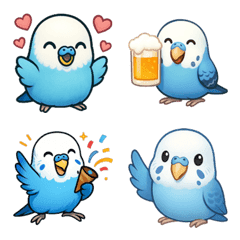 Sky-Blue Budgie Emoji Set