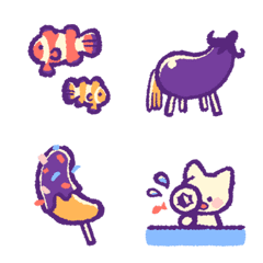 Fluffy cat and summer emoji2