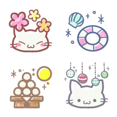 四季とにゃんこ(＝•ω•＝)水彩風絵文字