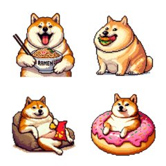 Pixel Art Shiba Gourmet Food dog 2 emoji
