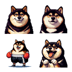 Pixel art no word fat black shiba dog2