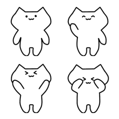 シンプル白猫さん絵文字