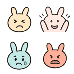まんまるカラフルうさぎのやさしい絵文字