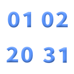 淺藍 3D 日期 數字 1-40 日曆 動態表情貼