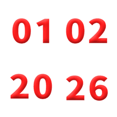 紅 3D 日期 數字 1-40 萬用日曆 動態表情貼