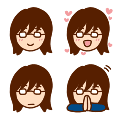 身近にいそうなメガネ女子の絵文字◆40種◆
