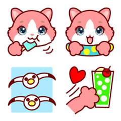 ぽっちゃりピンク猫の夏絵文字