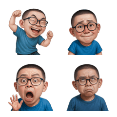 搞笑戴眼鏡男孩表情