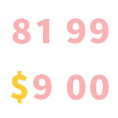 ピンク 可愛い すうじ  81-99 動く絵文字