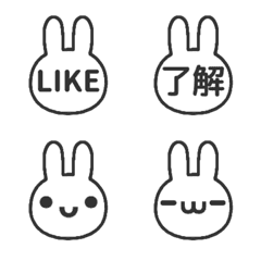 ⏹⬛LINE顔文字ウサギ❶⬛モノクロ