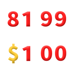 紅 3D 日期 數字 81-99 萬用日曆 表情貼
