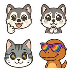 Charming Trio: Dog, Cat & Dino Buddies