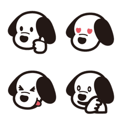 リアクションをする白黒犬