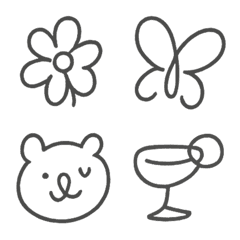 ラフおしゃれ♡線画emoji