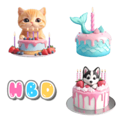 Cute Cakes Cat Dog Minimal Emoji