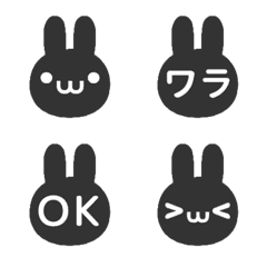 ⏹⬛LINE顔文字ウサギ❷⬛モノクロ