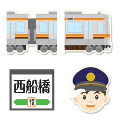 千葉〜東京 橙ラインの電車と駅名標