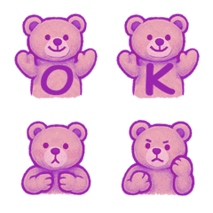 かわいいテディベア+26英語（紫）