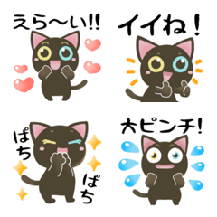 Cute odd-eyed black cat [text]
