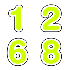 Emoji numbers Neon Yellow-White