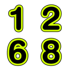 Emoji numbers Neon Yellow-Black