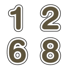 Emoji numbers Olive Green-White