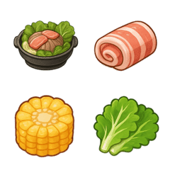 ชุดอีโมจิวัตถุดิบหมูกระทะน่ารัก