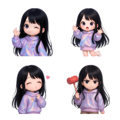紫色連帽衫女孩表情符號
