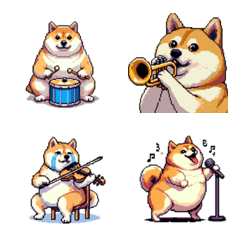 楽器を奏でる太っちょ柴犬 絵文字