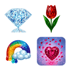 Sparkling Gems, Flowers & Magical Emoji