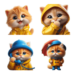 A little orange cat in a raincoat