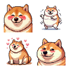 Pixel art big love fat shiba2 emoji