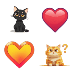 40 Cute Cat & Heart