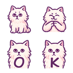 かわいい長毛猫+26英語（紫）