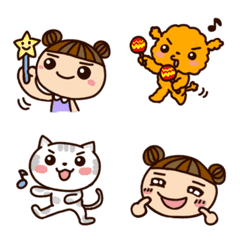 Moving! Cute girl and dog and cat