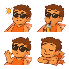 ビーチで日焼けするかわいい男の子